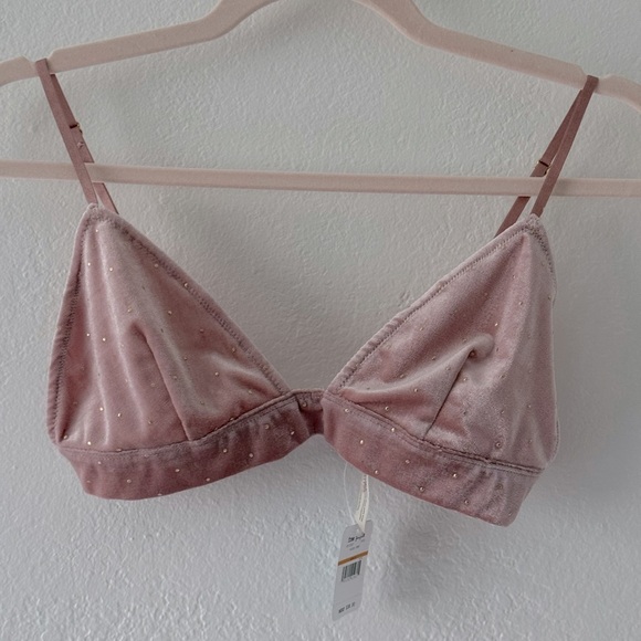 Intimately free people blush pink velvet gold dot bralette size Small - Picture 9 of 11